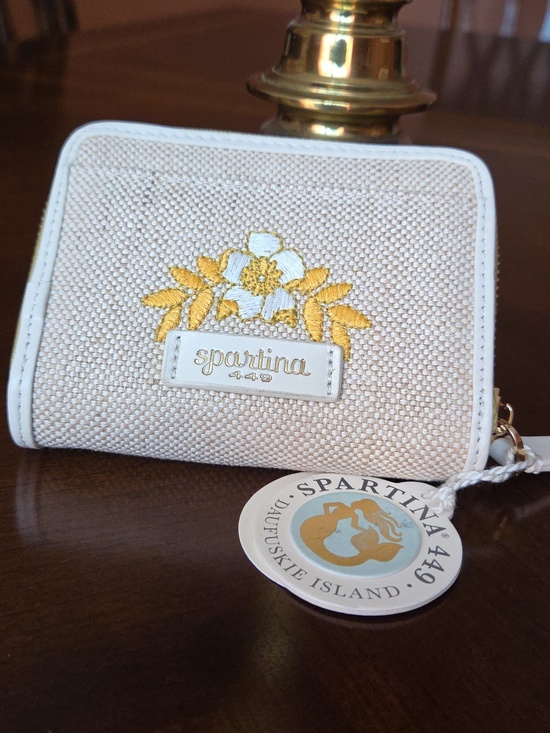 NWT Spartina 449 Leather/Canvas Wallet with Floral Embroidery ❤️ - Picture 8 of 8